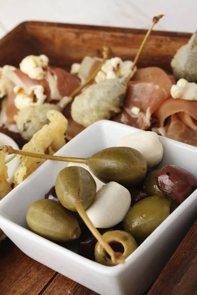 Selezione Tapas Antipasto Sano Finger Food — Foto Stock