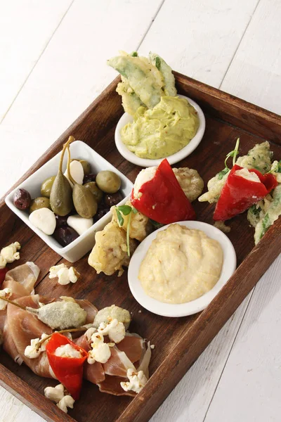 Selezione Tapas Antipasto Sano Finger Food — Foto Stock