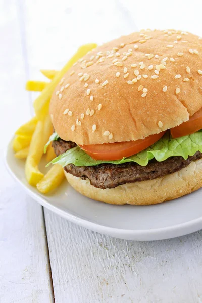Ořez Hovězí Burger Jídlo — Stock fotografie