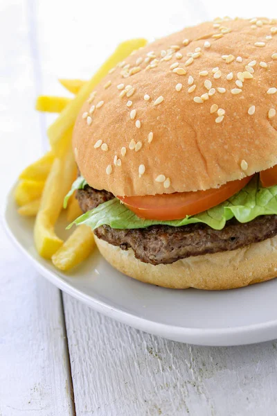 Farinha Hambúrguer Carne Bovino — Fotografia de Stock