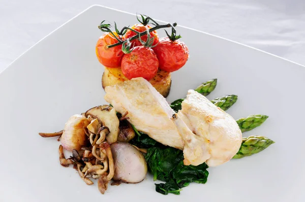 Plated Chicken Main Meal — Stock Photo, Image