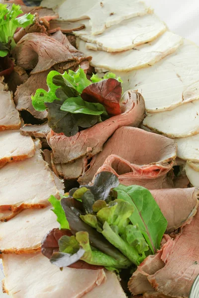 Fresh Sliced Cold Meat Selection Buffet Table — Stock Photo, Image