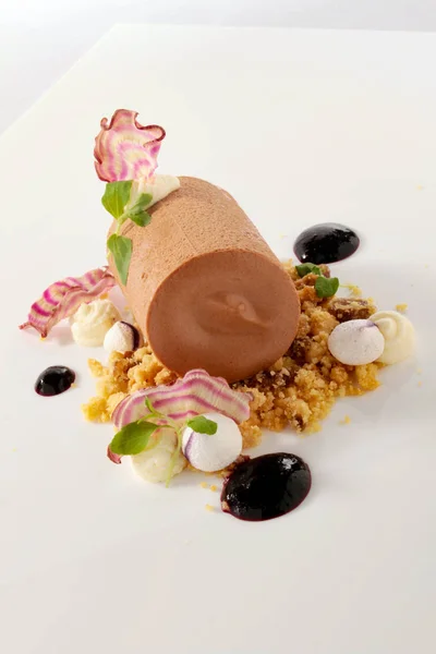 Plated Gourmet Chocolate Dessert — Stock Photo, Image