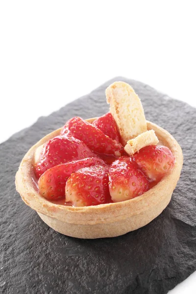 Plated Strawberry Tart Dessert — Stock Photo, Image