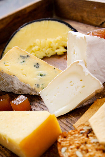 mixed tasty cheese selection