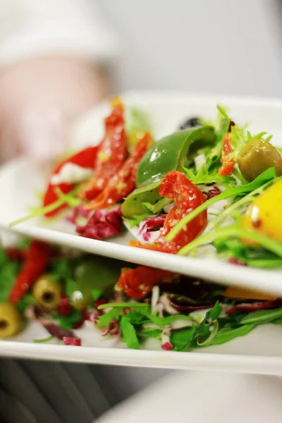 Préparation Salades Dans Cuisine — Photo
