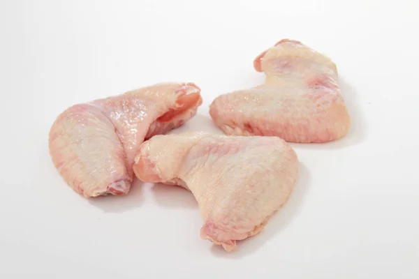 Porções Frango Cru Fundo Branco — Fotografia de Stock