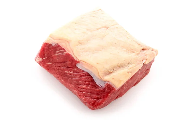 Alter Rindersteak Geschnitten Auf Weißem Hintergrund — Stockfoto