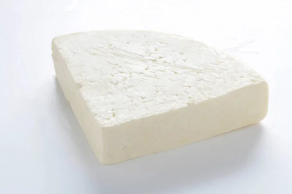 Porzione Formaggio Isolata Fondo Bianco — Foto Stock