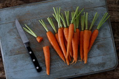 küçük bebek havuç hazırlanıyor