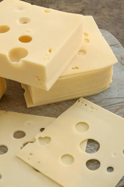 Sliced Emmental Cheese Portions — Stock Photo, Image