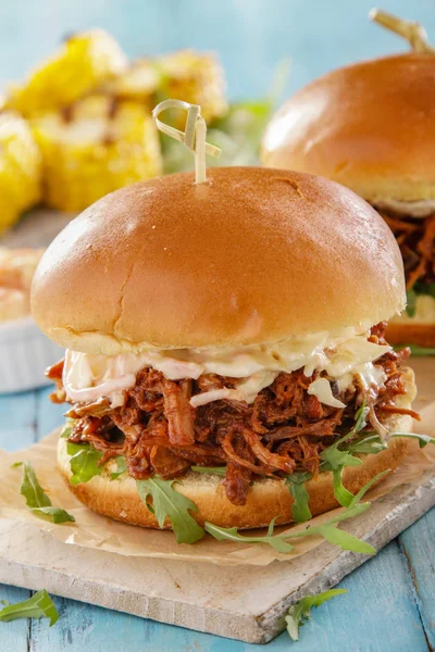 pulled pork burger meal