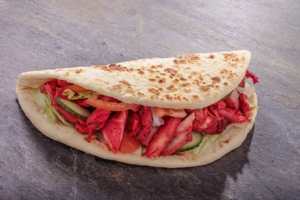 Indian Tikka Shish Kebab Naan Wrap — Stock Photo, Image