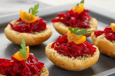 Mini lezzetli bruschetta kanepeler