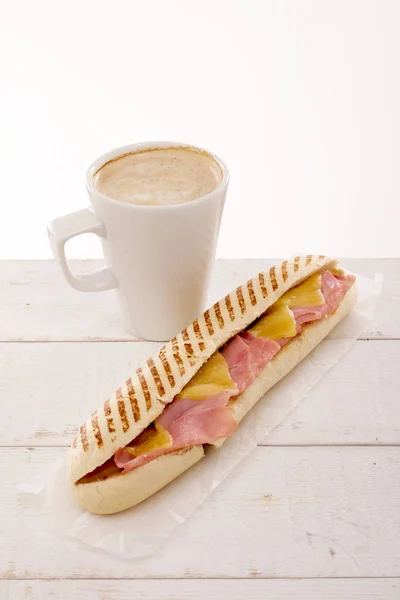 Fresh Made Panini Sandwich Coffee — Stock Photo, Image