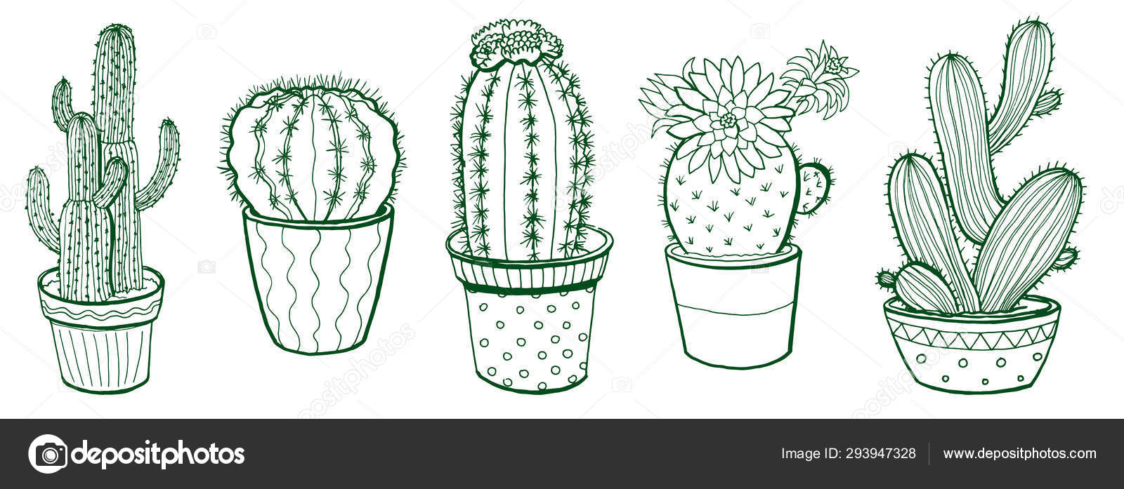 Ilustração Tinta Cactos Desenhos Animados Suculento Desenhado Mão Isolado  Sobre Stock Vector by ©Galo4ka555 293947328