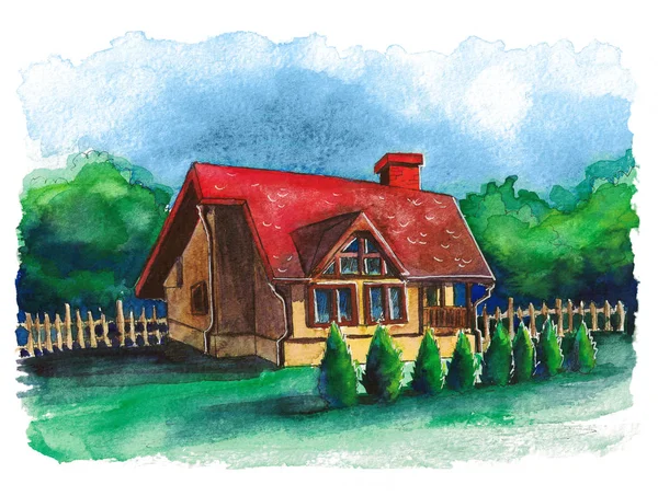 Watercolor House illustration