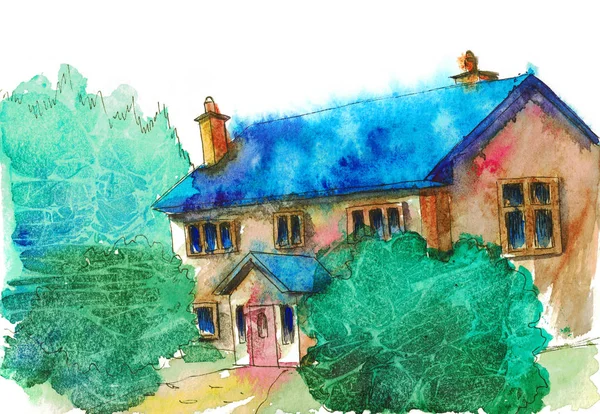 Watercolor House illustration