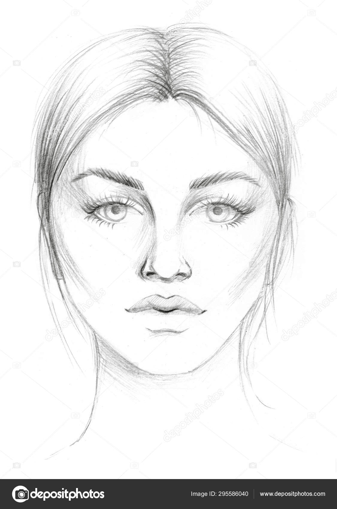 Sketch Of Beautiful Woman Face Stock Photo Galo4ka555