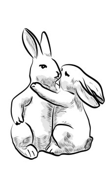 Tavşan vektör çizim anahat şekli