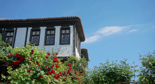 Traditionelles Altes Haus Mit Rosen — Stockfoto