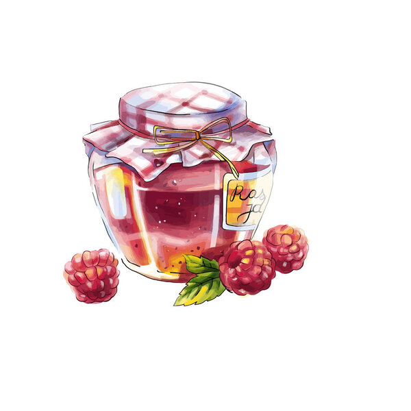 jar of jam with raspberry