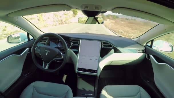 Tesla Autonomous Car March 2017 Absolutely Autonomous Self Driving Tesla Model S Car With Next Gen Ultrasonic Sensors Cameras And Radars A Trully Driverless Car With Empty Seat And No Driver