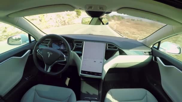 Tesla Autonomous Car Marzo 2017 Auto Conducción Totalmente Autónomo Tesla — Vídeo de stock