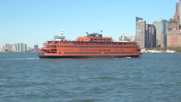 New York Verenigde Staten September Openbaar Vervoer Veerboot Met Toeristen — Stockvideo