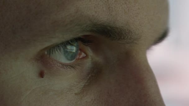 CLOSE UP, MACRO : Homme d'affaires méconnaissable et directeur des ventes multitâche entre les graphiques à colonnes et les tableaux à secteurs analysant la croissance financière, les statistiques de vente et les rapports de données. Yeux reflétant le moniteur 