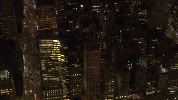 Aerial Heli Shot Rush Hour Busy 5Th Avenue City Never — Stock Video