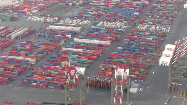New York Verenigde Staten September Luchtfoto Container Stapels Maritieme Containerterminal — Stockvideo