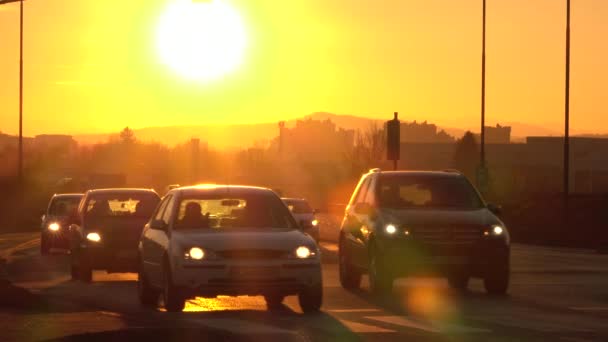 Trzin Slovenië Januari 2017 Close Drukke Zwaar Verkeer Lokale Meerdere — Stockvideo