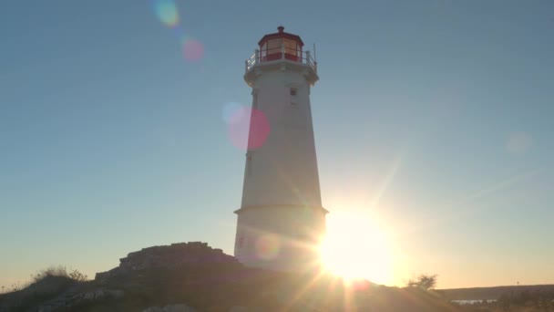 Kadar Yakın Düşük Görüş Açısı Beton Louisbourg Deniz Feneri Denizciler — Stok video