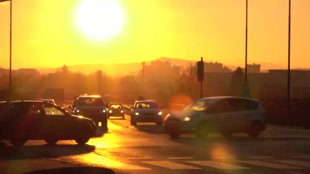 Trzin Eslovénia Janeiro 2017 Slow Motion Enorme Pôr Sol Dourado — Vídeo de Stock