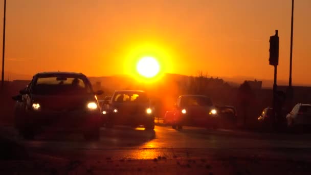 Trzin Slovenië Januari 2017 Semi Vrachtwagens Vervoeren Goederen Drukke Vastgelopen — Stockvideo