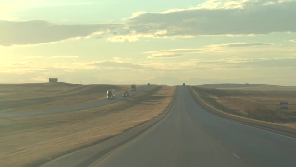 Pov Výlet Nádherné Slunné Podzimní Ráno Projížděl Obrovské Vyhlídkové Travnatá — Stock video