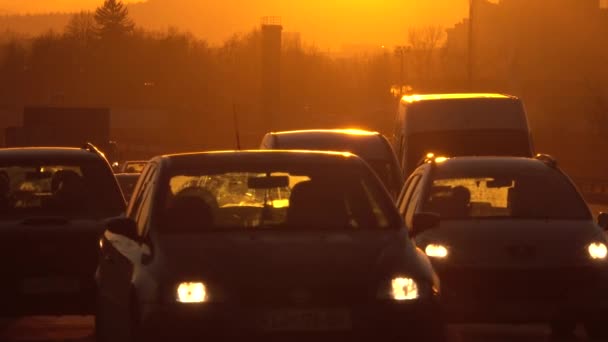 Warszawa Polska Stycznia 2017 Bliska Wielu Pasa Autostrady Zajęty Ruchu — Wideo stockowe