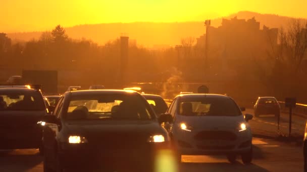 Trzin Slovenië Januari 2017 Mensen Pendelen Werken Rijden Vakantie Reizen — Stockvideo