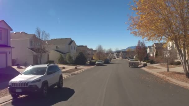 Denver Colorado Novembro 2016 Fpv Dirigir Longo Rua Vazia Passando — Vídeo de Stock