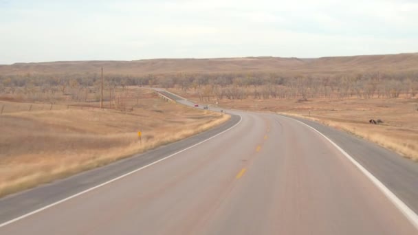 Fpv Водіння Дорозі Порожній Веде Через Приголомшливий Краєвид Пасовища Районі — стокове відео