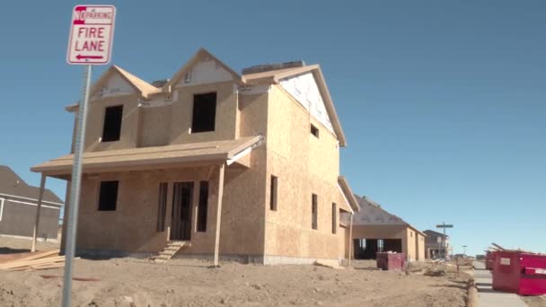 Denver Colorado Ноября 2016 Строительство Деревянного Дома Пригороде Корпус Игрушечного — стоковое видео