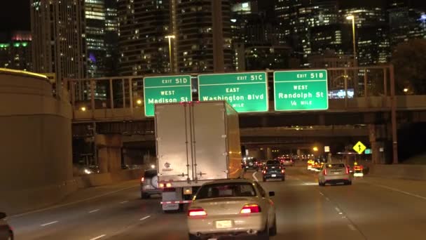 Chicago United States October 2016 Pov Driving Overpass Bridge Busy — Stock Video