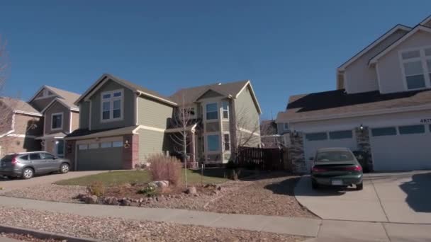 Denver Colorado November 2016 Passing Idyllic American Suburban Community Village — Stock Video