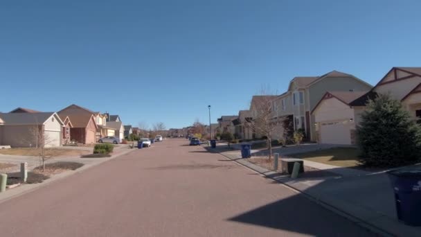 Denver Colorado November 2016 Driving Empty Streets Idyllic American Suburban — Stock Video