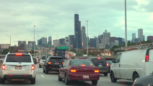 Chicago Estados Unidos Outubro 2016 Fpv Preso Tráfego Pesado Rodovia — Vídeo de Stock