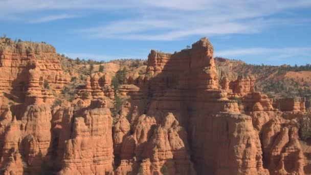 Prachtige Rode Rotsformaties Tegen Blauwe Hemel Arches Nationaal Park Utah — Stockvideo