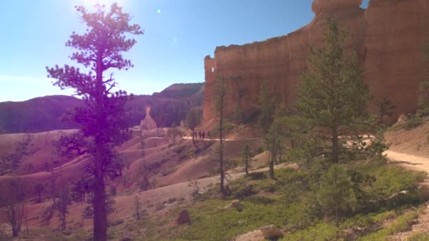 Onherkenbaar Toeristen Reizigers Bezoeken Van Bryce Canyon National Park Zonnige — Stockvideo