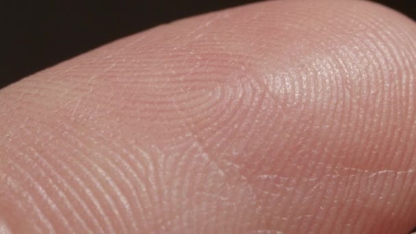 Extreme Close Macro Detail Fingerprint Caucasian Index Finger White Person — Stock Video