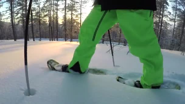 Jeune femme faisant des anges de neige — Video